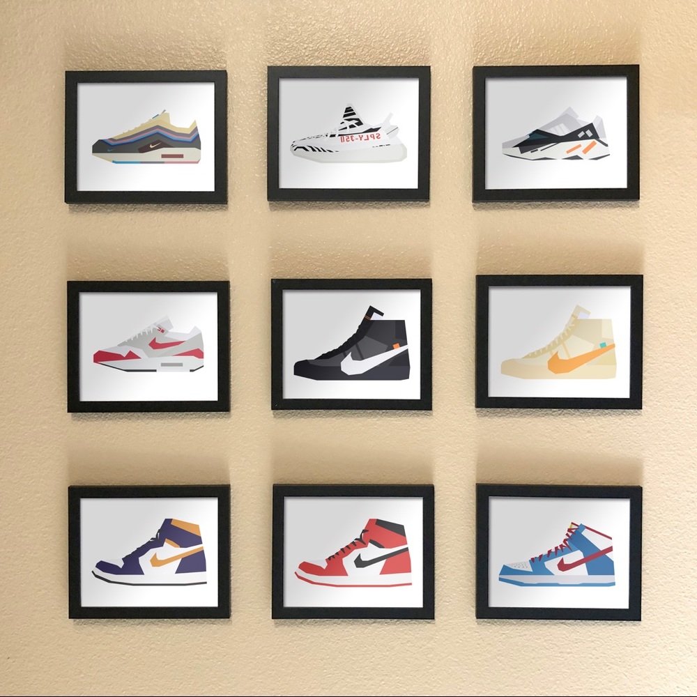 Jordan 1, Off-White, Nike Air Max, Yeezy Shoe Wall Art